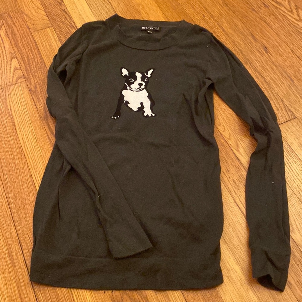 J. Crew Mercantile sweater with bull dog xxs